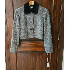 NWT Fur Collared Boucle Jacket, Size 14